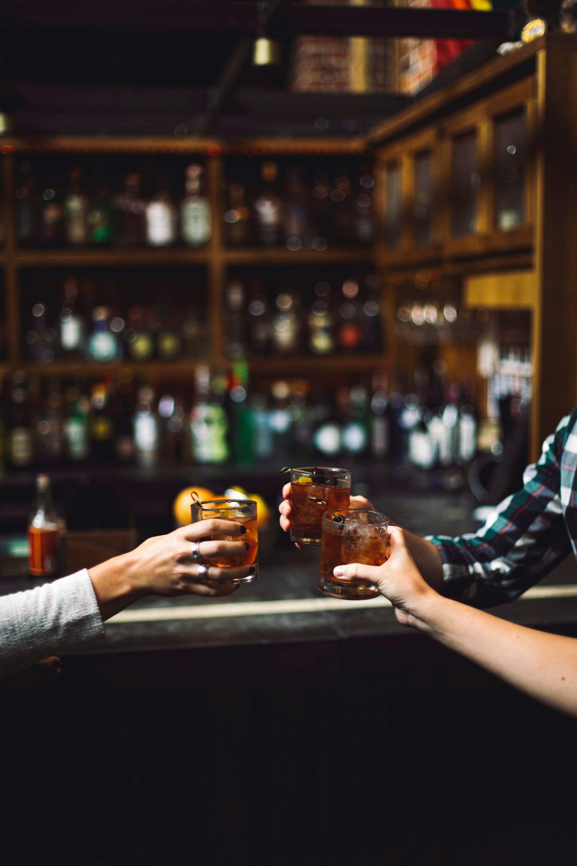 Cocktails at the bar at State Street Lanes
